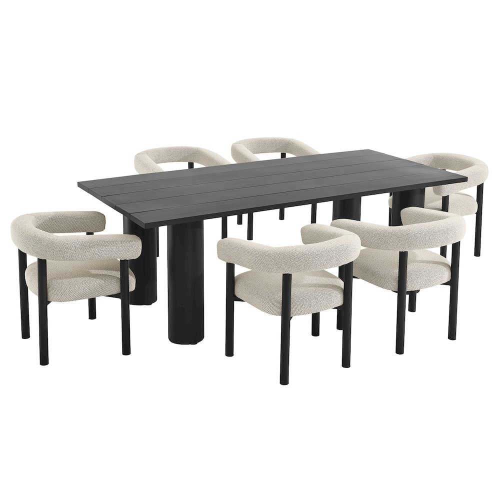 Nautica 7-Piece Rectangular Outdoor Patio Aluminum Dining Table and Chairs Set. Picture 1
