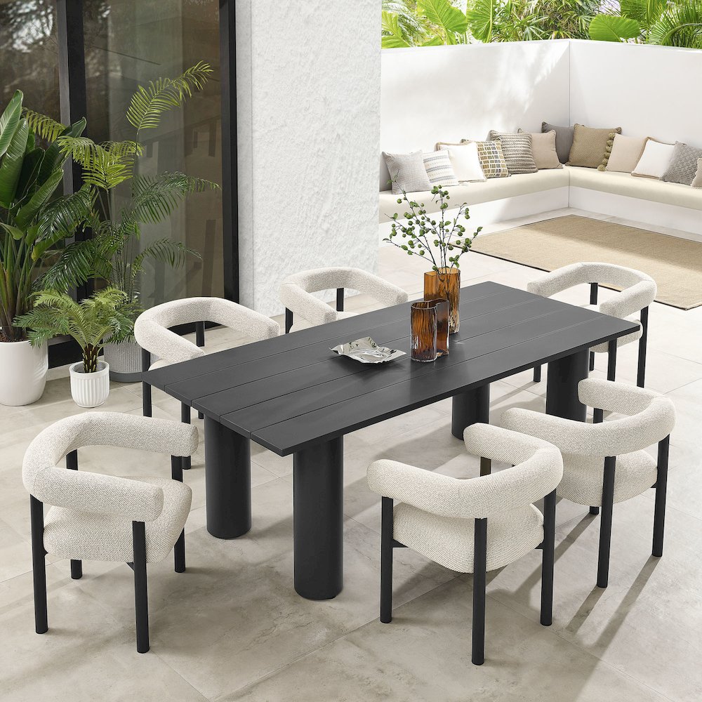 Nautica 7-Piece Rectangular Outdoor Patio Aluminum Dining Table and Chairs Set. Picture 13