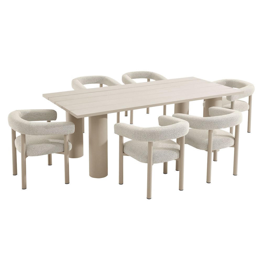 Nautica 7-Piece Rectangular Outdoor Patio Aluminum Dining Table and Chairs Set. Picture 1