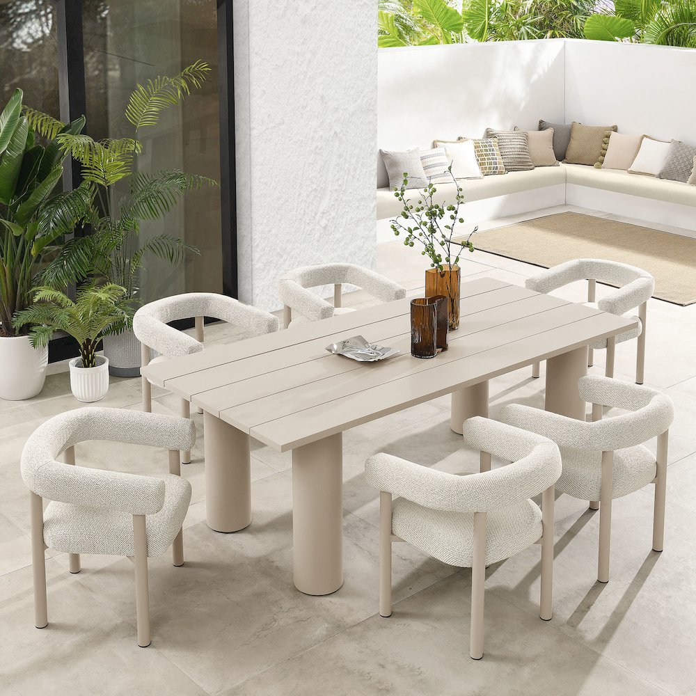 Nautica 7-Piece Rectangular Outdoor Patio Aluminum Dining Table and Chairs Set. Picture 13