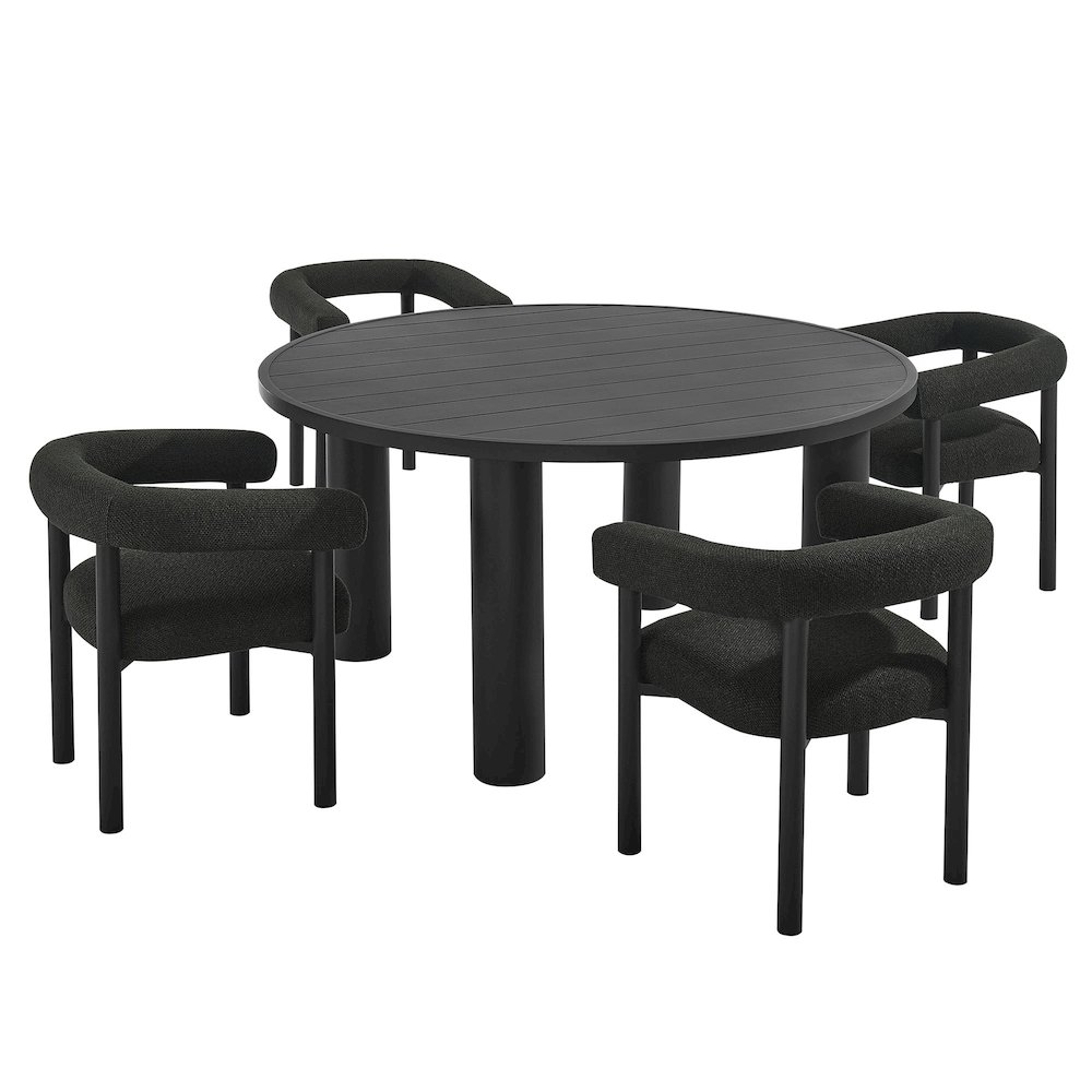 Nautica 5-Piece Round Outdoor Patio Aluminum Dining Table and Chairs Set. Picture 1