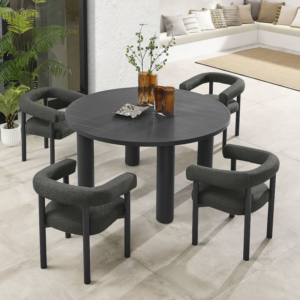 Nautica 5-Piece Round Outdoor Patio Aluminum Dining Table and Chairs Set. Picture 12