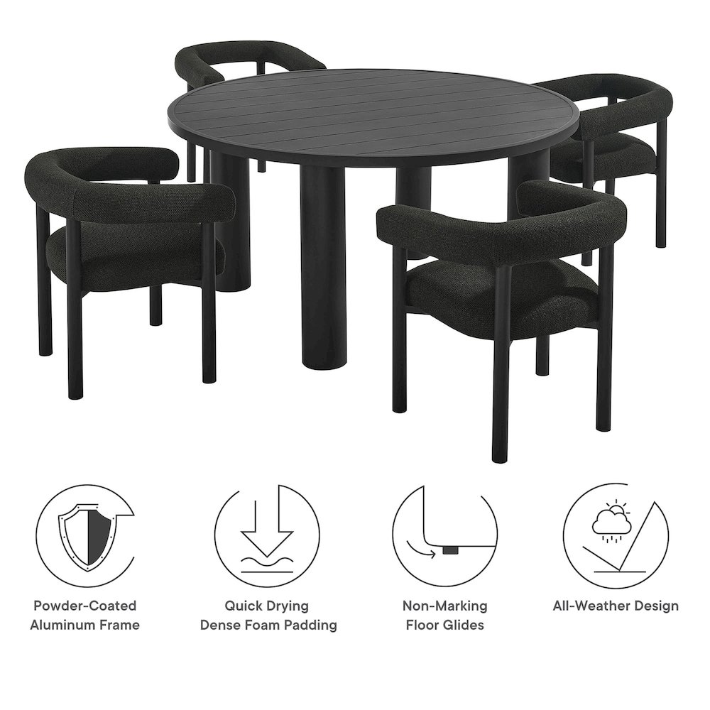 Nautica 5-Piece Round Outdoor Patio Aluminum Dining Table and Chairs Set. Picture 2