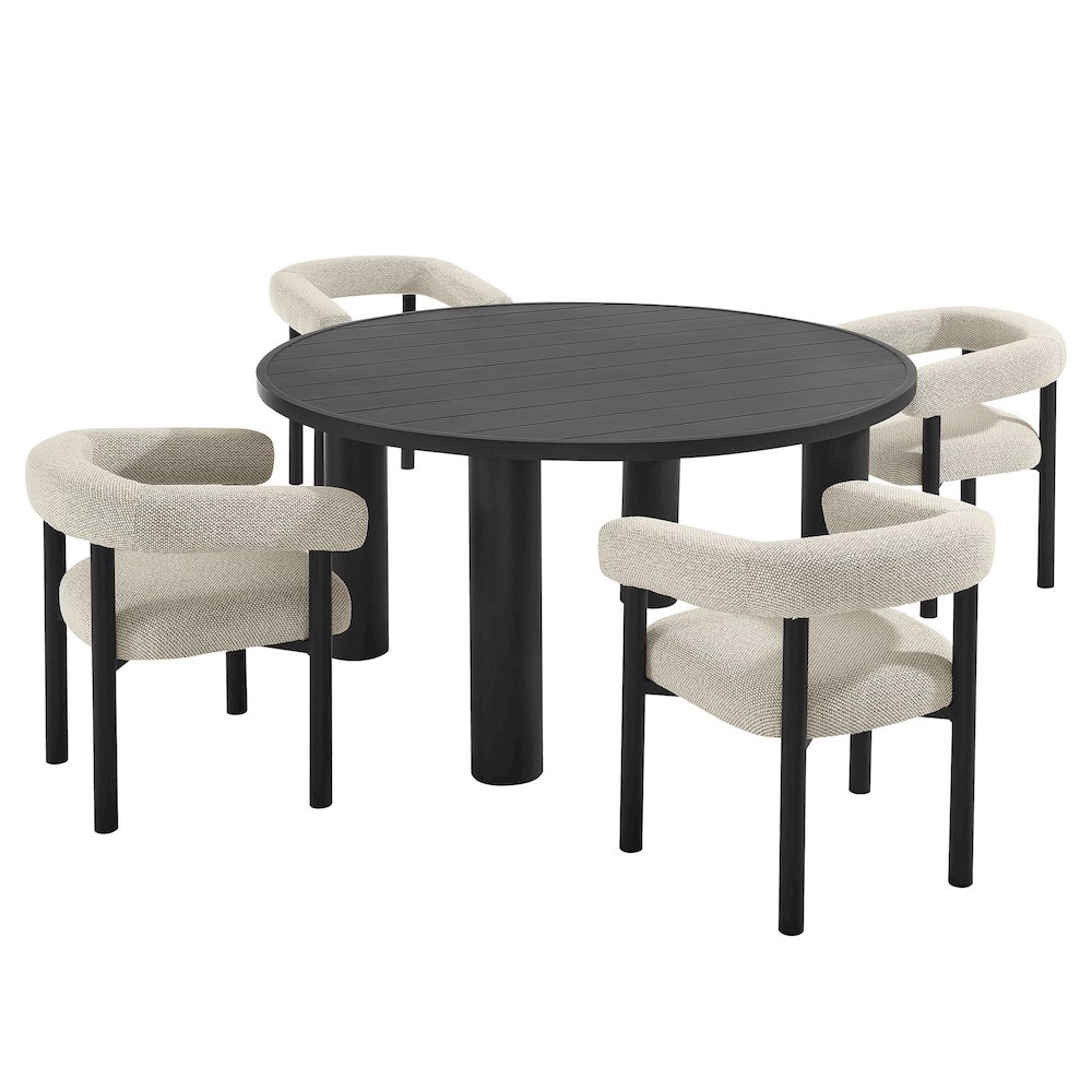 Nautica 5-Piece Round Outdoor Patio Aluminum Dining Table and Chairs Set. Picture 1