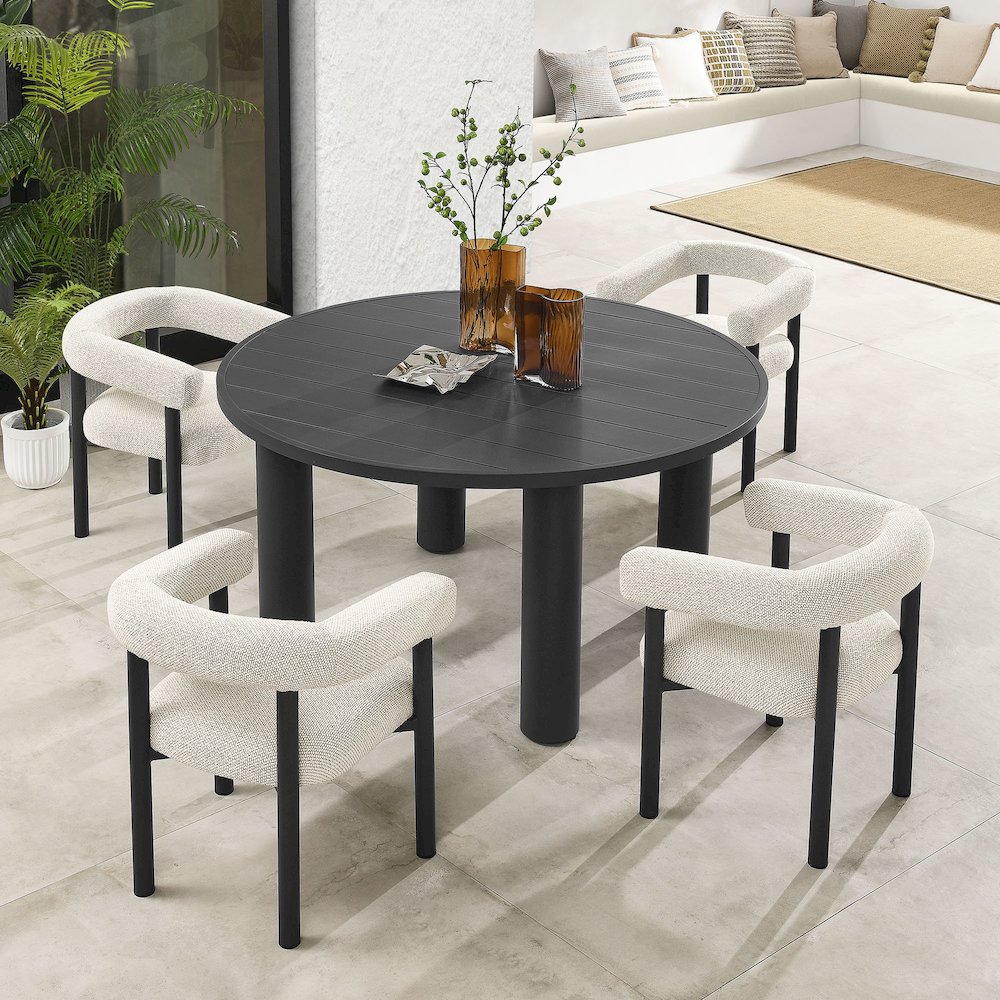 Nautica 5-Piece Round Outdoor Patio Aluminum Dining Table and Chairs Set. Picture 12