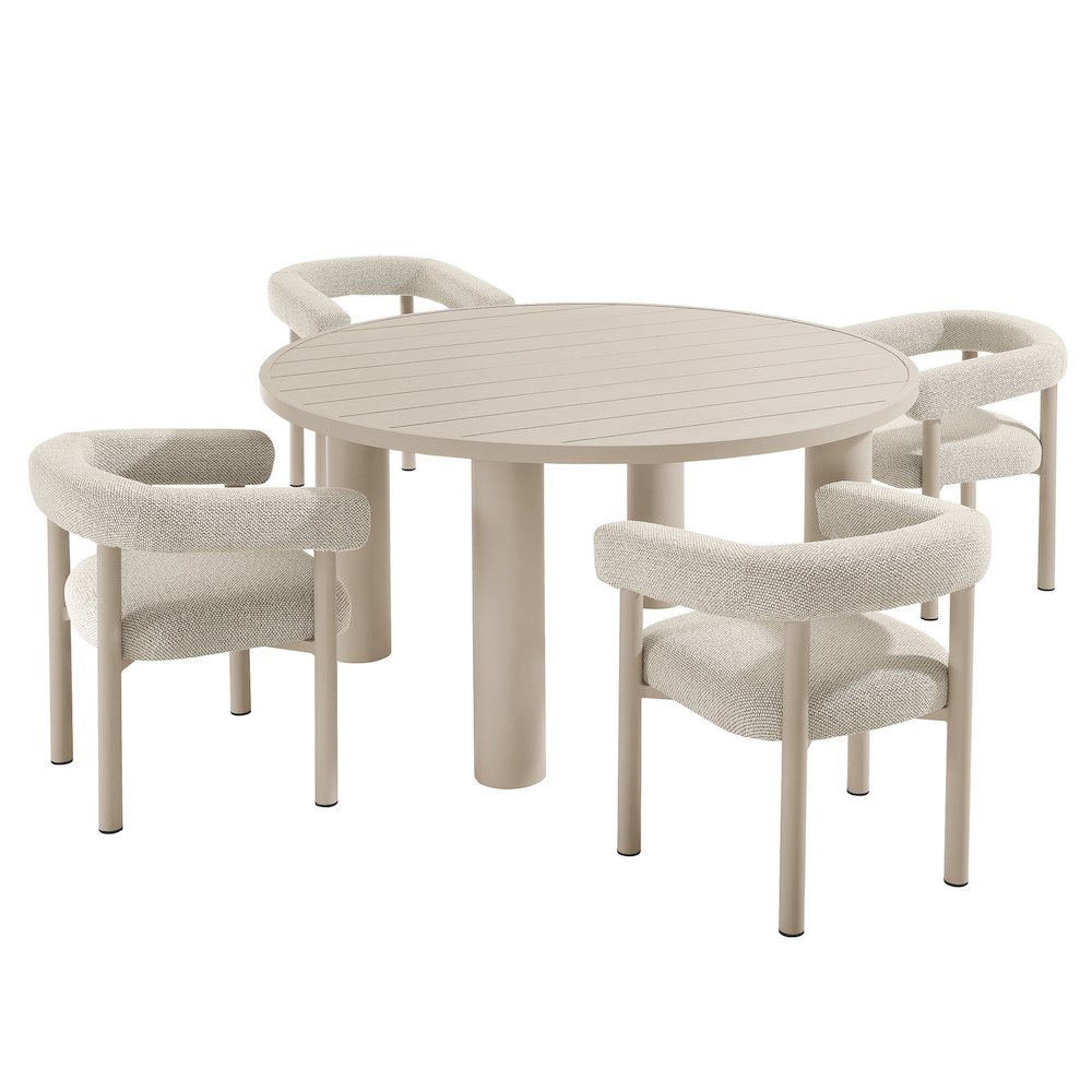 Nautica 5-Piece Round Outdoor Patio Aluminum Dining Table and Chairs Set. Picture 1