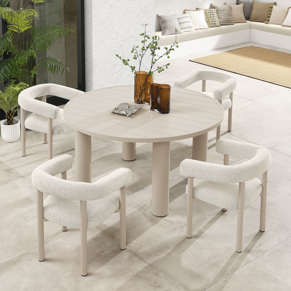Nautica 5-Piece Round Outdoor Patio Aluminum Dining Table and Chairs Set. Picture 12