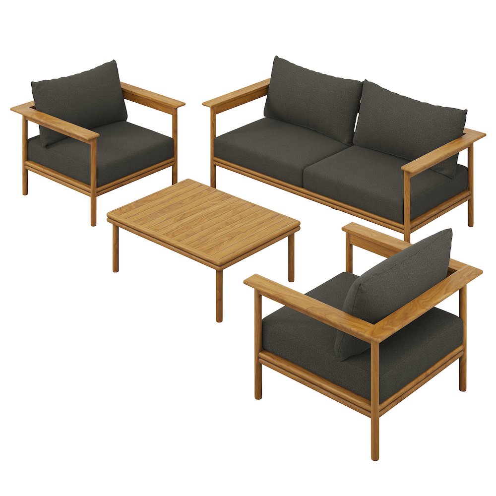 Wren 4-Piece Outdoor Patio Teak Wood Furniture Set. Picture 1