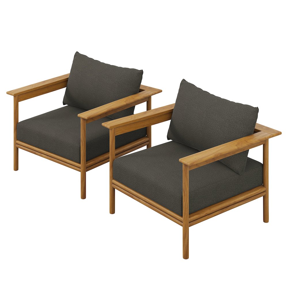 Wren Outdoor Patio Teak Wood Armchair Set of 2. Picture 1