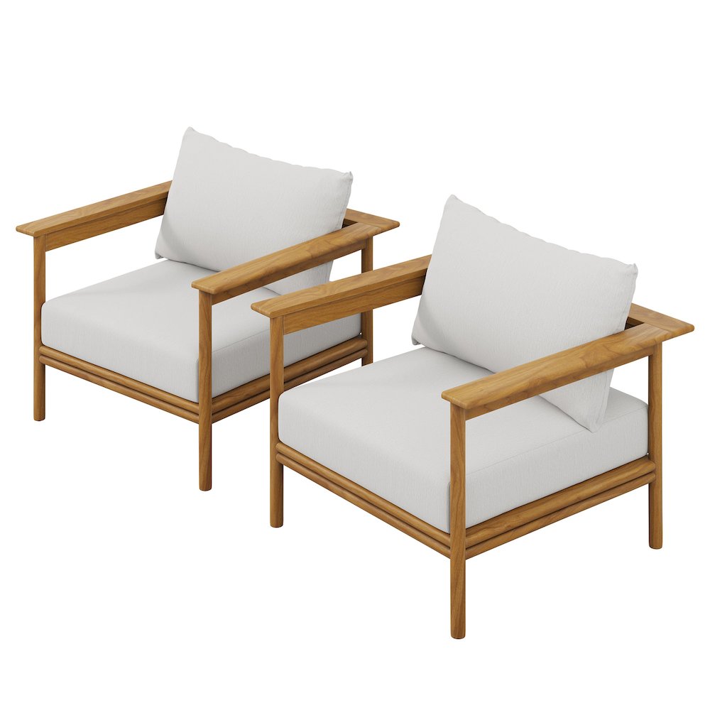 Wren Outdoor Patio Teak Wood Armchair Set of 2. Picture 1