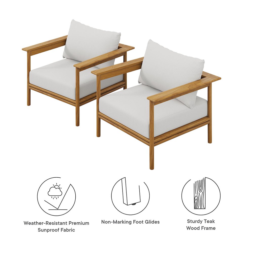 Wren Outdoor Patio Teak Wood Armchair Set of 2. Picture 2