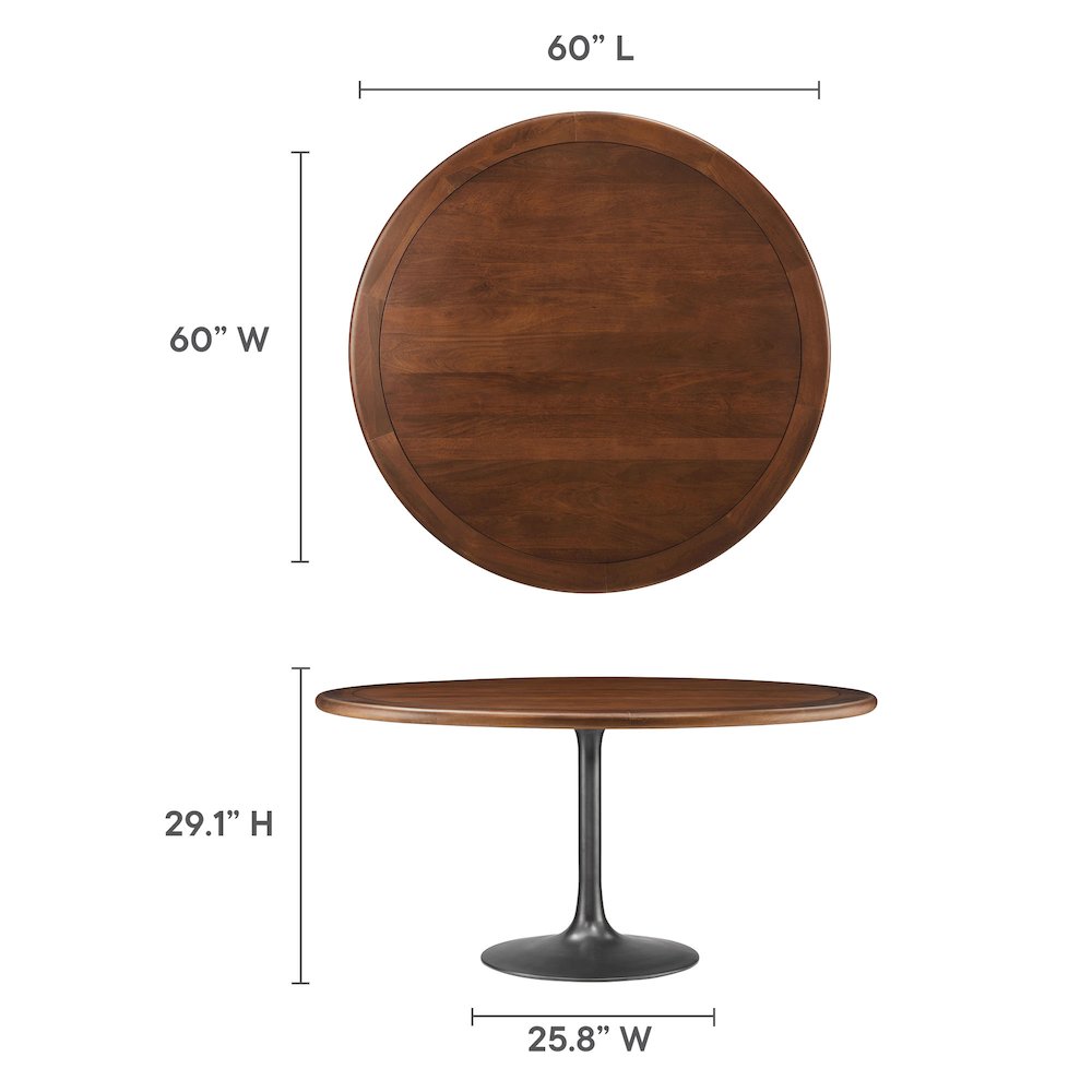Lippa 60" Round Pedestal Solid Wood Dining Table. Picture 2