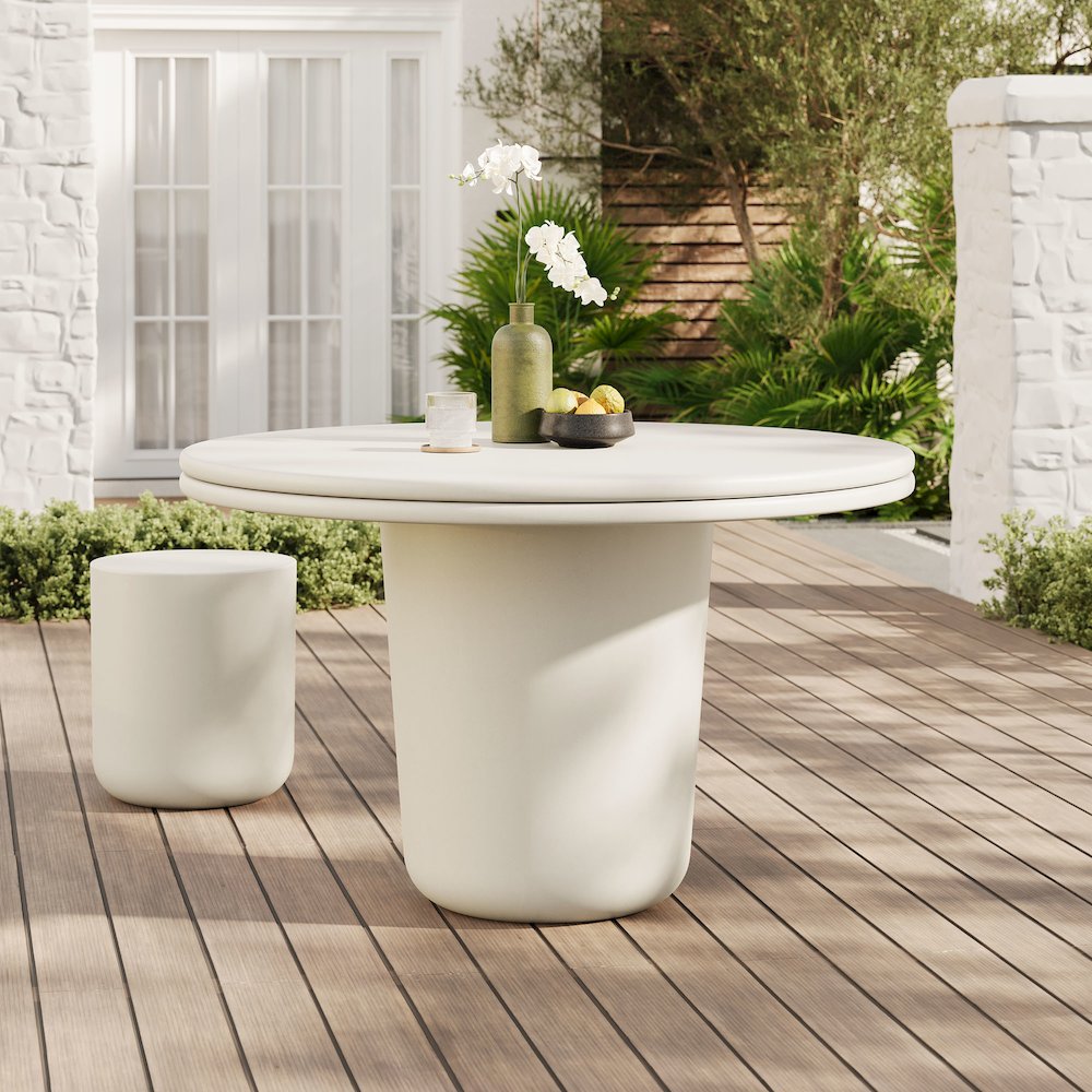 Brion 48" Indoor - Outdoor Patio Concrete Round Dining Table. Picture 6