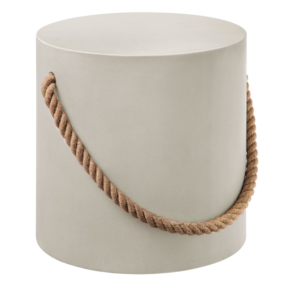 Isera Indoor - Outdoor Patio Rope Concrete Side Table Stool. Picture 1
