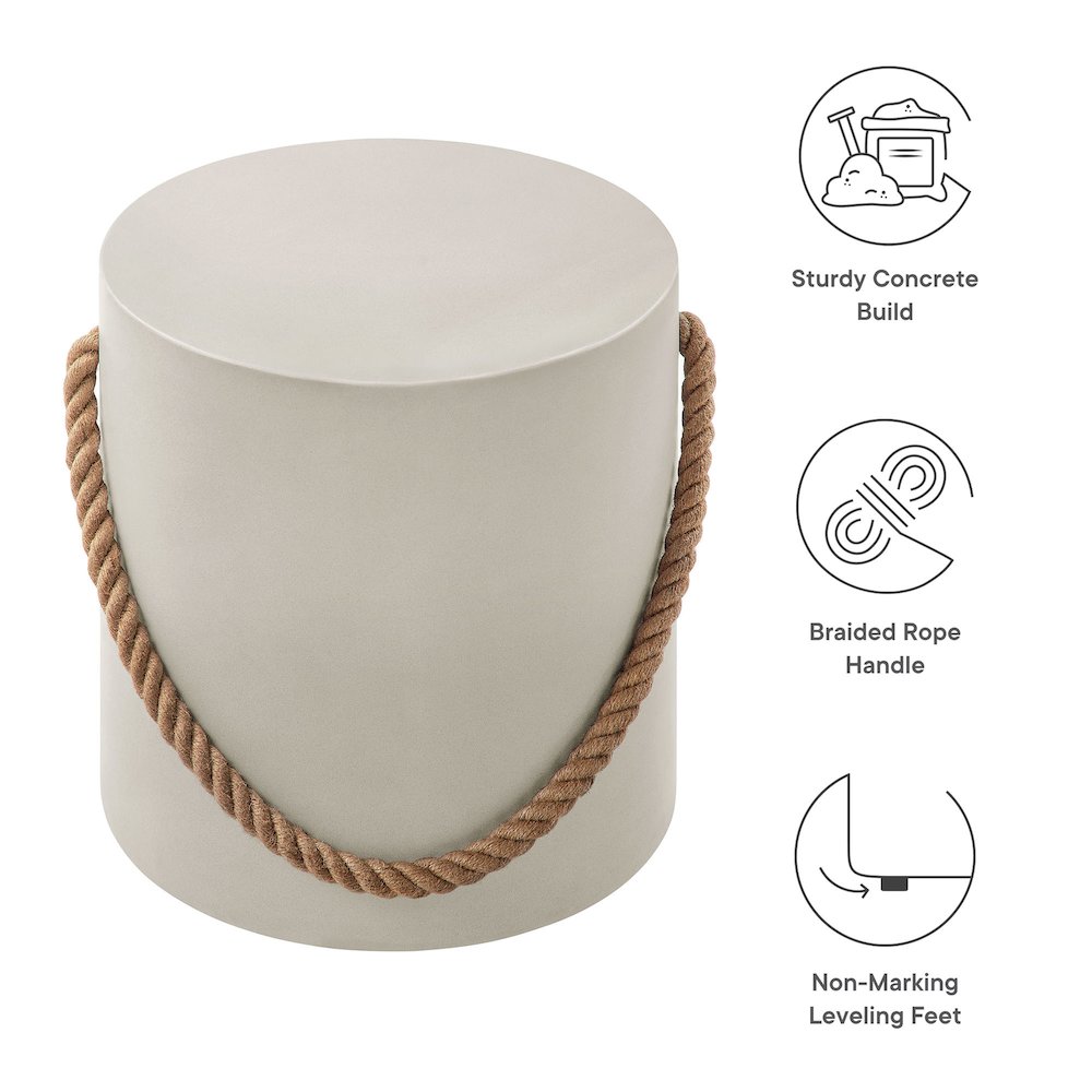 Isera Indoor - Outdoor Patio Rope Concrete Side Table Stool. Picture 3