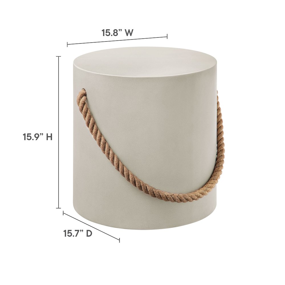 Isera Indoor - Outdoor Patio Rope Concrete Side Table Stool. Picture 2