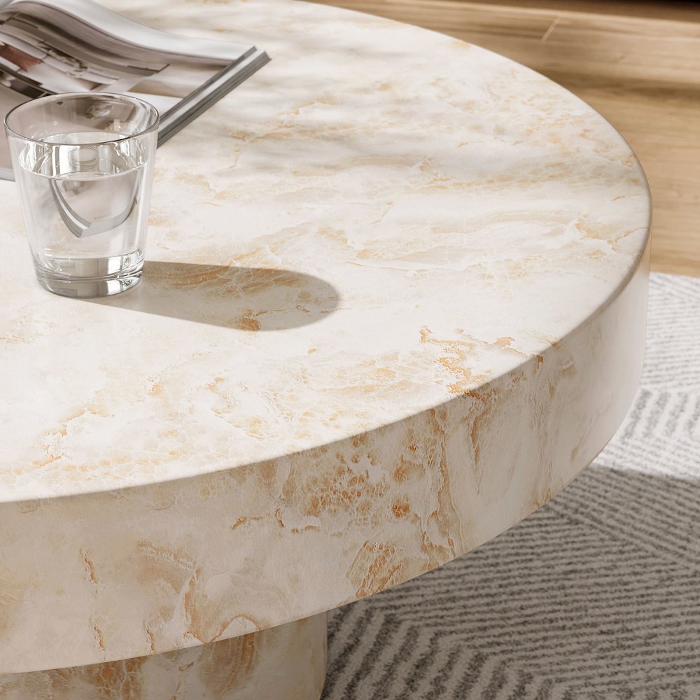 Alora Indoor - Outdoor Patio Concrete Round Coffee Table. Picture 11