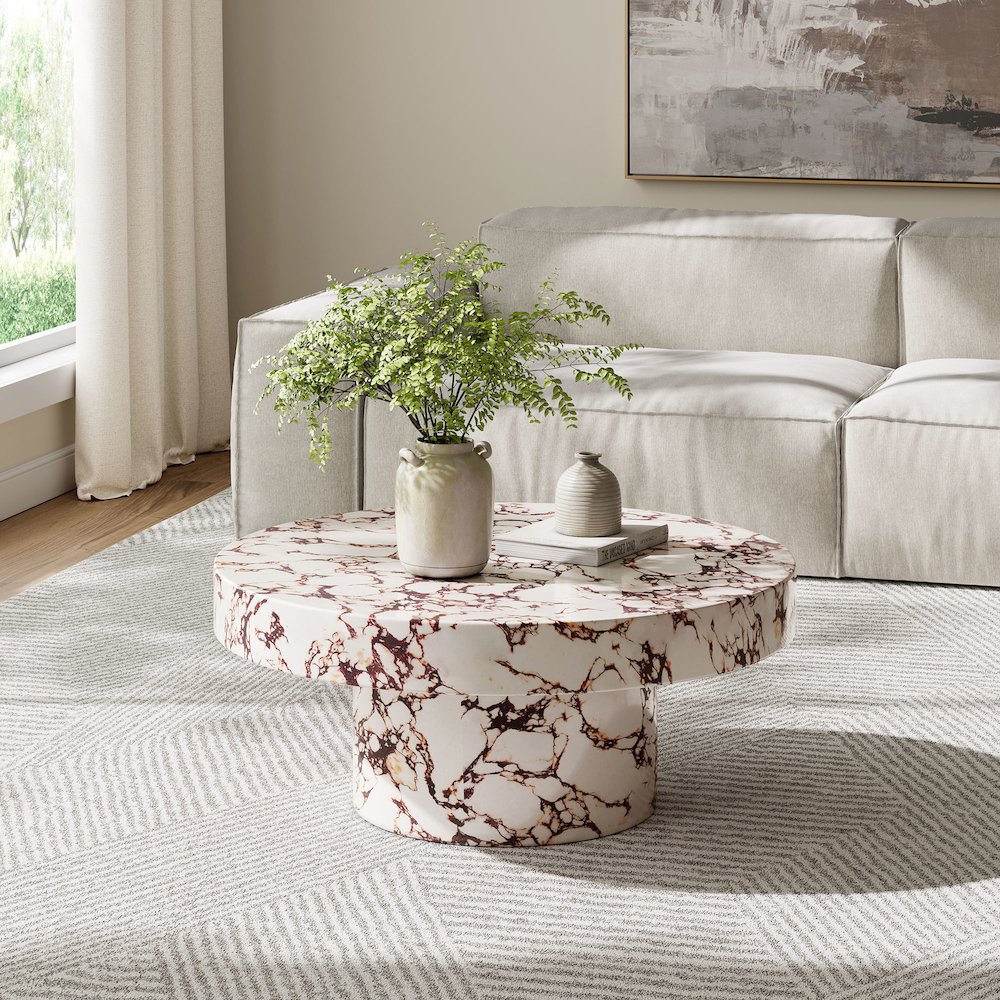 Alora Indoor - Outdoor Patio Concrete Round Coffee Table. Picture 9