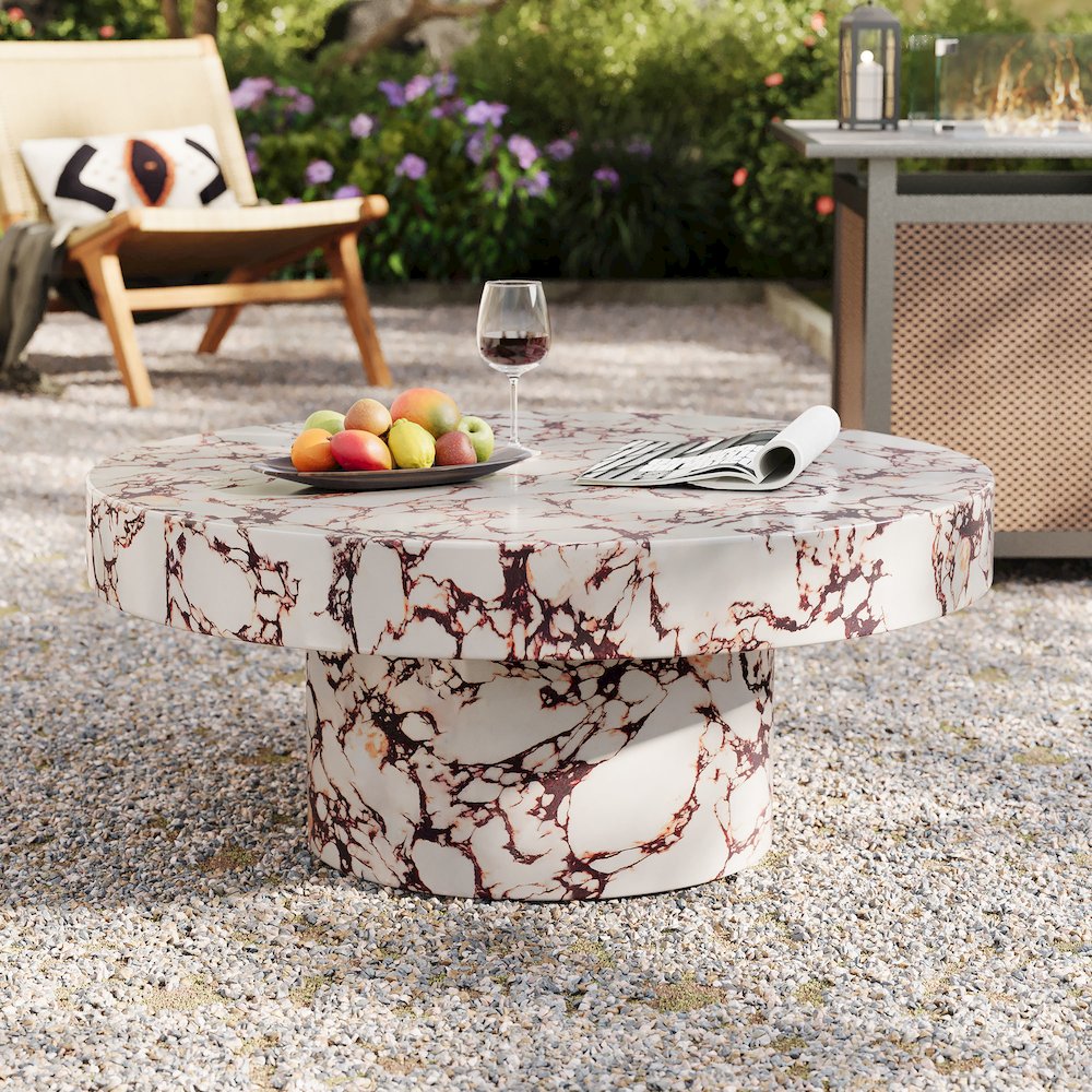 Alora Indoor - Outdoor Patio Concrete Round Coffee Table. Picture 10