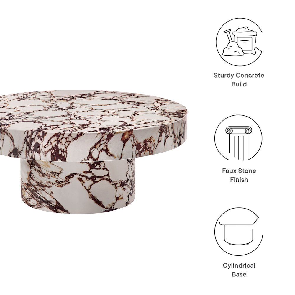 Alora Indoor - Outdoor Patio Concrete Round Coffee Table. Picture 3