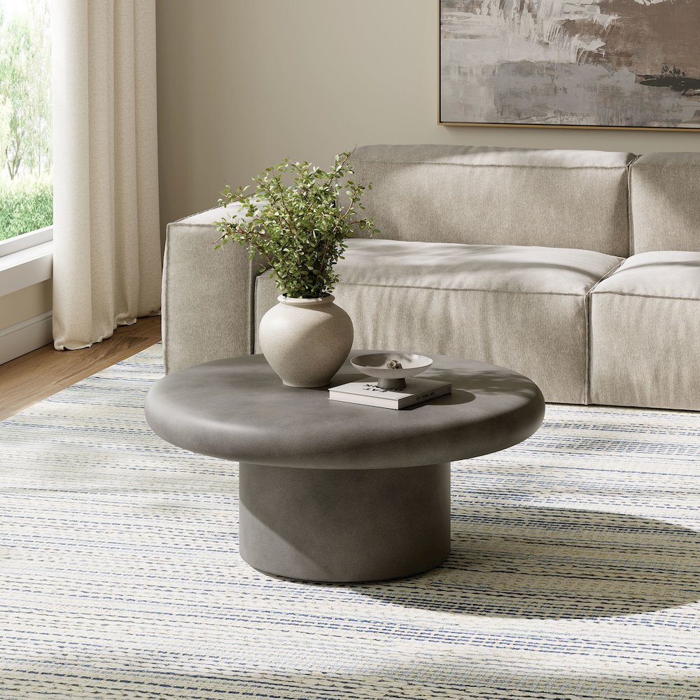 Argos Indoor - Outdoor Patio Concrete Round Coffee Table. Picture 6