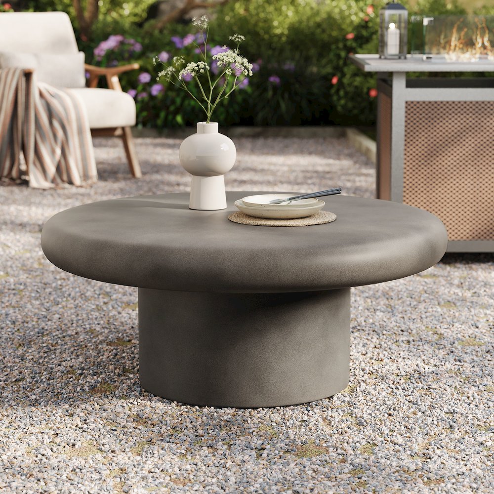 Argos Indoor - Outdoor Patio Concrete Round Coffee Table. Picture 7