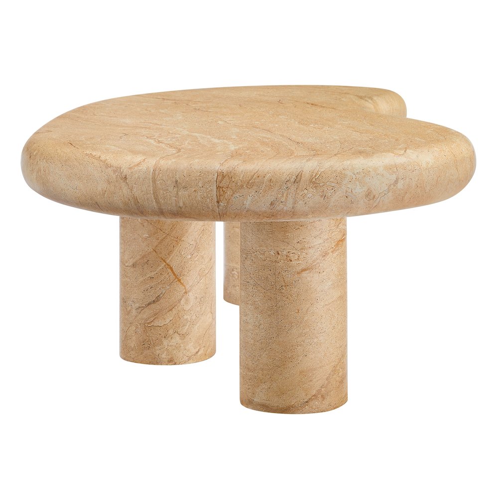 Elowen Indoor - Outdoor Patio Textured Faux Travertine Coffee Table. Picture 5