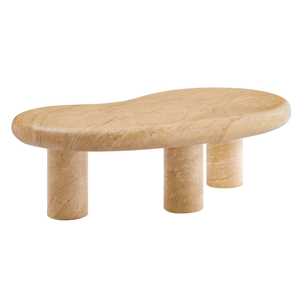 Elowen Indoor - Outdoor Patio Textured Faux Travertine Coffee Table. Picture 6