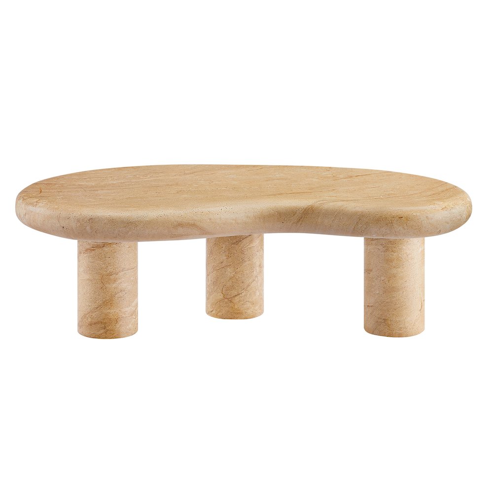 Elowen Indoor - Outdoor Patio Textured Faux Travertine Coffee Table. Picture 7