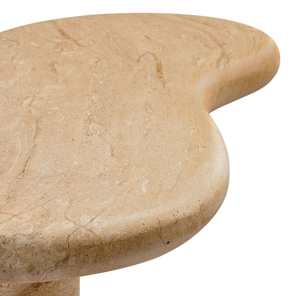 Elowen Indoor - Outdoor Patio Textured Faux Travertine Coffee Table. Picture 9
