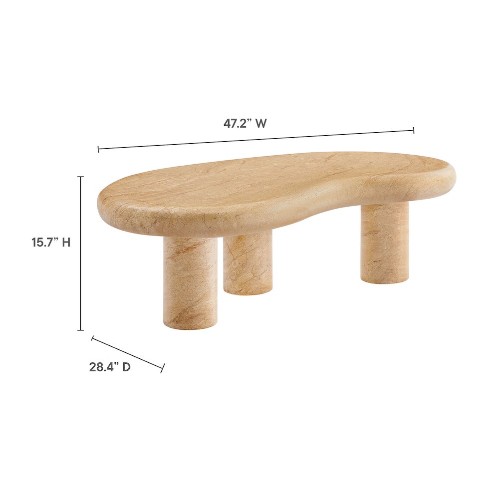 Elowen Indoor - Outdoor Patio Textured Faux Travertine Coffee Table. Picture 2
