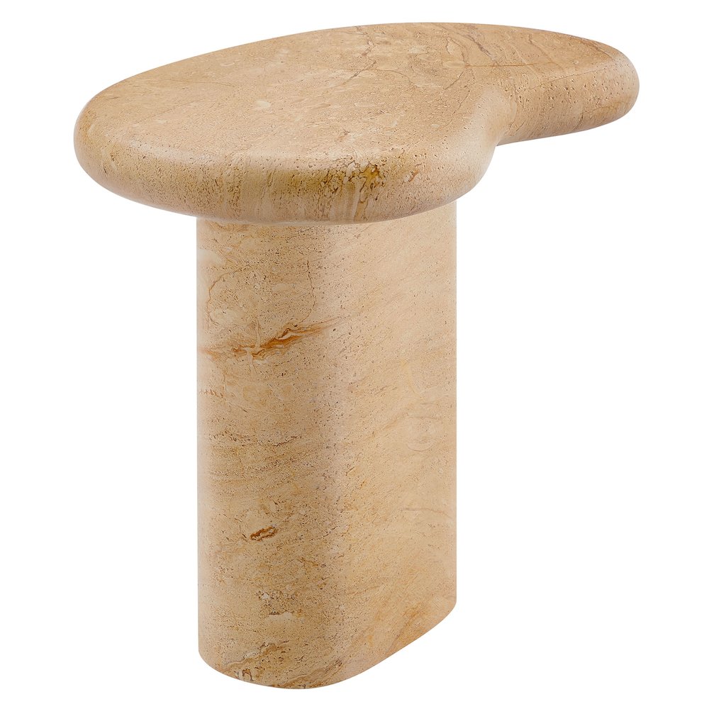 Elowen Indoor - Outdoor Patio Textured Faux Travertine Side Table. Picture 1