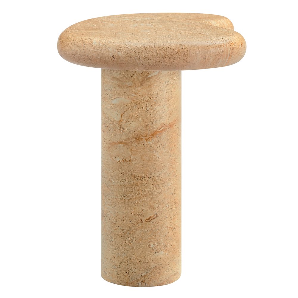 Elowen Indoor - Outdoor Patio Textured Faux Travertine Side Table. Picture 5
