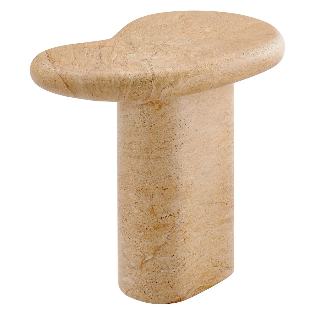 Elowen Indoor - Outdoor Patio Textured Faux Travertine Side Table. Picture 6