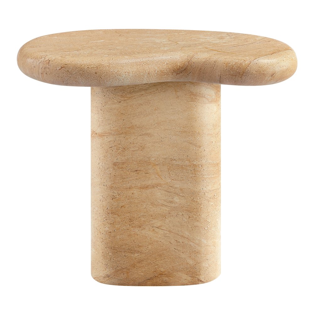 Elowen Indoor - Outdoor Patio Textured Faux Travertine Side Table. Picture 7