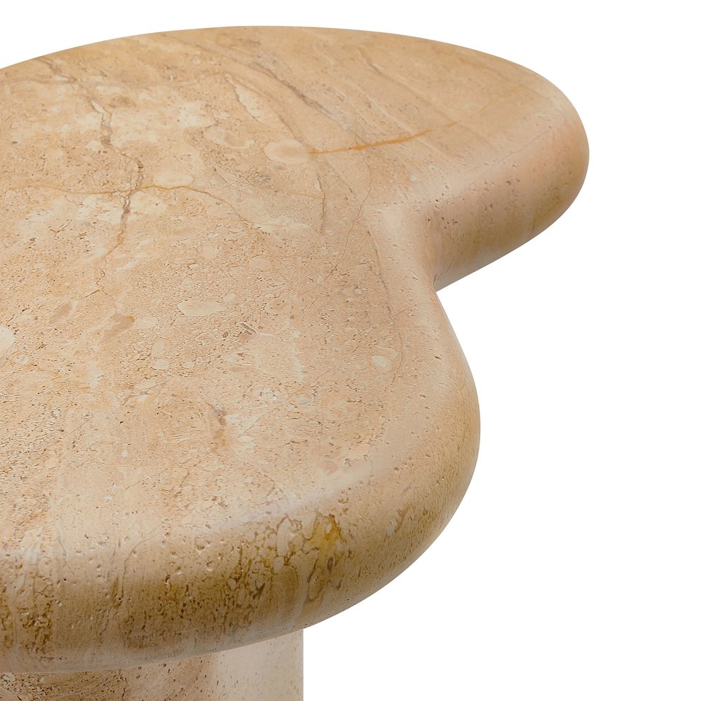 Elowen Indoor - Outdoor Patio Textured Faux Travertine Side Table. Picture 9