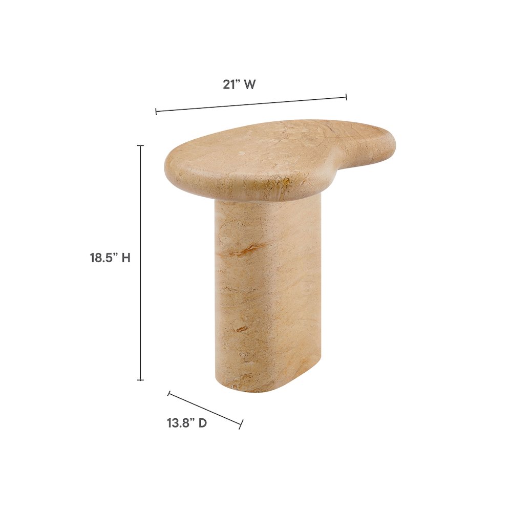 Elowen Indoor - Outdoor Patio Textured Faux Travertine Side Table. Picture 2