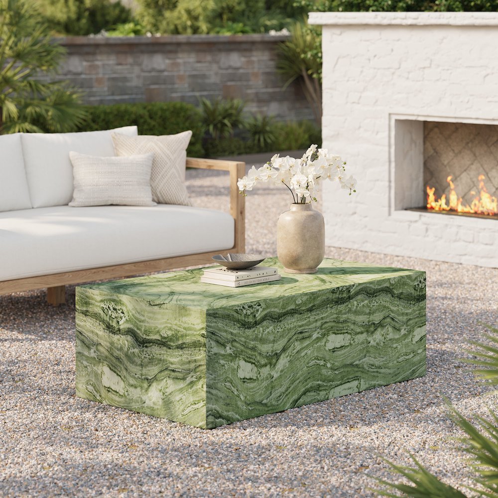 Jordana Square Plinth Indoor - Outdoor Patio Concrete Coffee Table. Picture 7