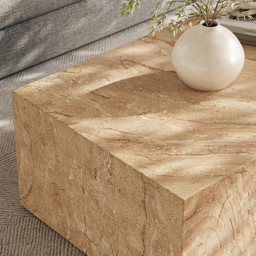 Jordana Square Plinth Indoor - Outdoor Patio Concrete Coffee Table. Picture 10