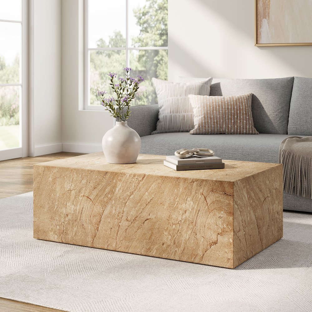 Jordana Square Plinth Indoor - Outdoor Patio Concrete Coffee Table. Picture 8
