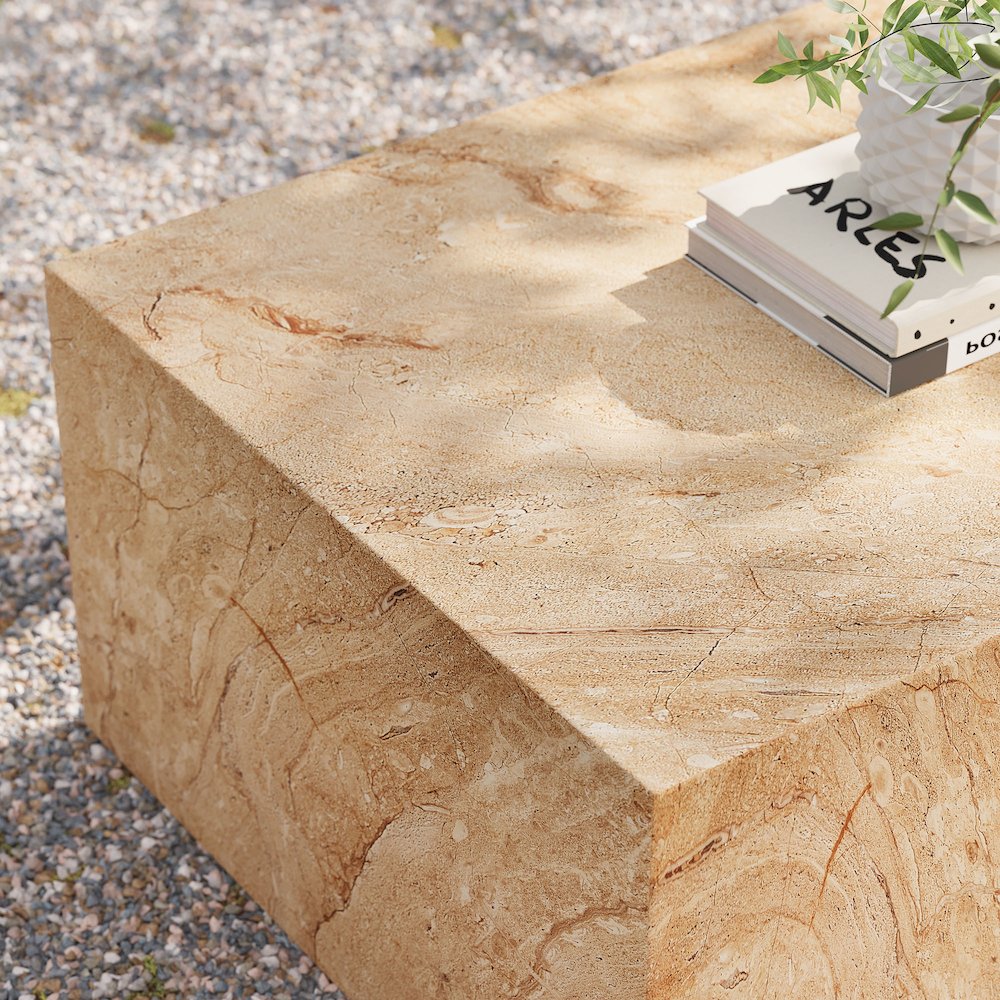 Jordana Square Plinth Indoor - Outdoor Patio Concrete Coffee Table. Picture 9