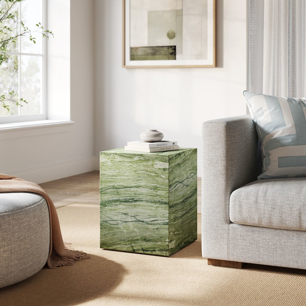 Jordana Square Plinth Indoor - Outdoor Patio Concrete Side Table. Picture 7
