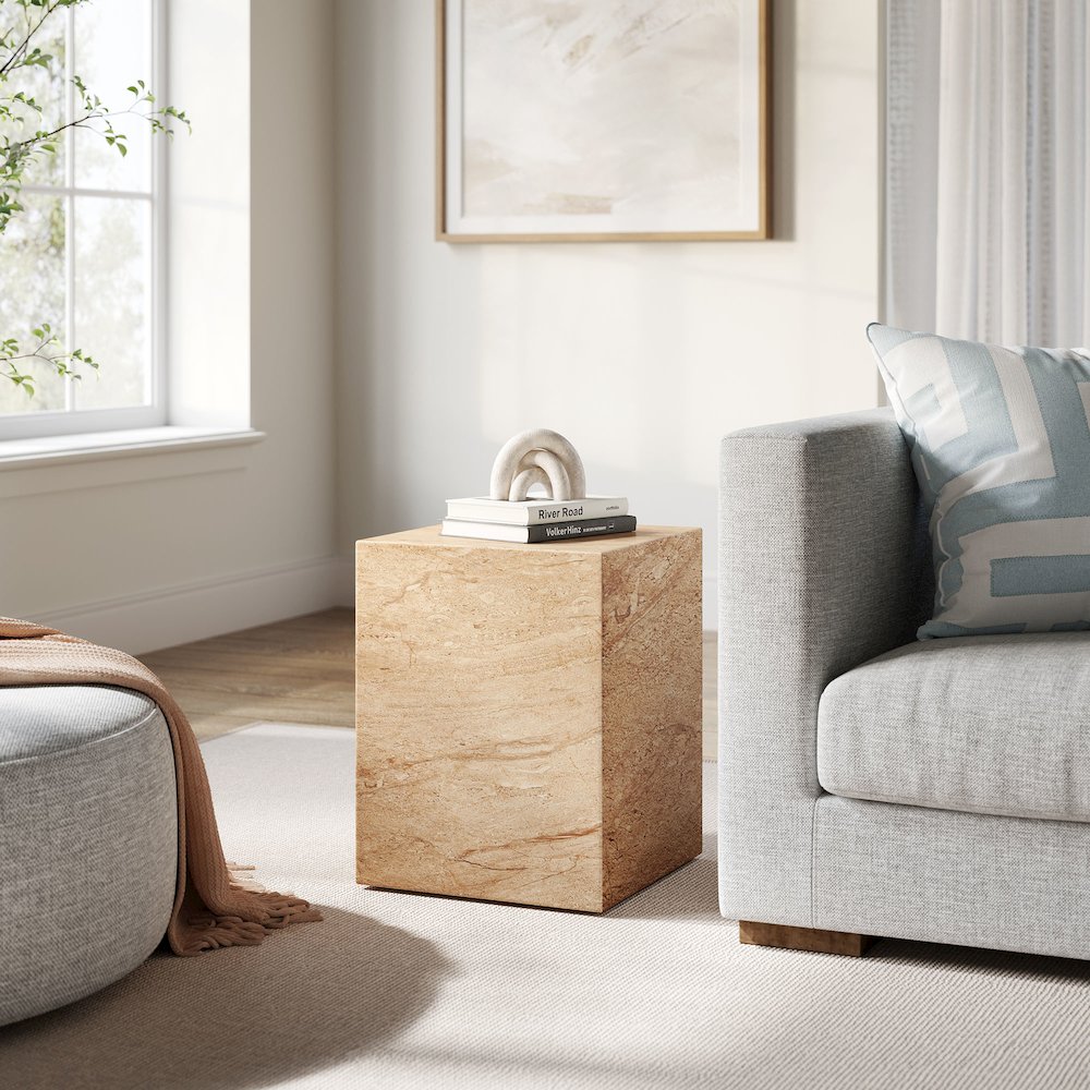 Jordana Square Plinth Indoor - Outdoor Patio Concrete Side Table. Picture 7