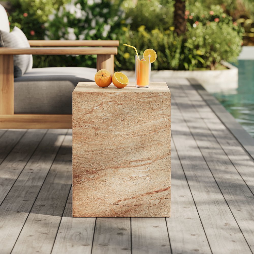 Jordana Square Plinth Indoor - Outdoor Patio Concrete Side Table. Picture 8