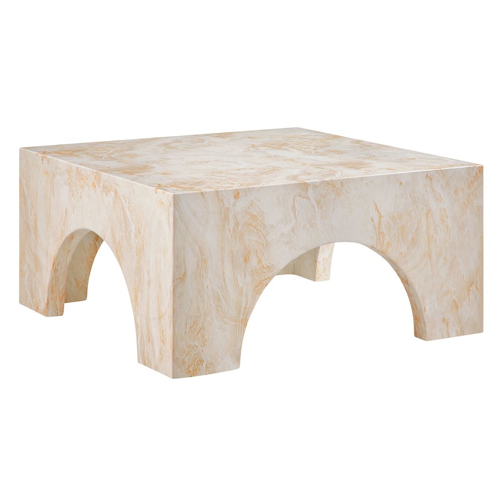 Valen Indoor - Outdoor Patio Arched Concrete Coffee Table. Picture 1