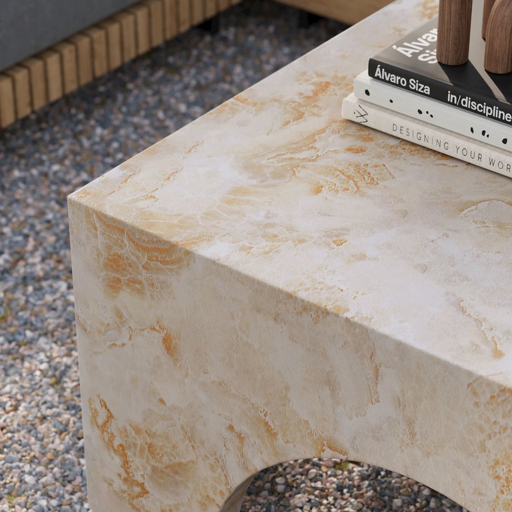 Valen Indoor - Outdoor Patio Arched Concrete Coffee Table. Picture 10