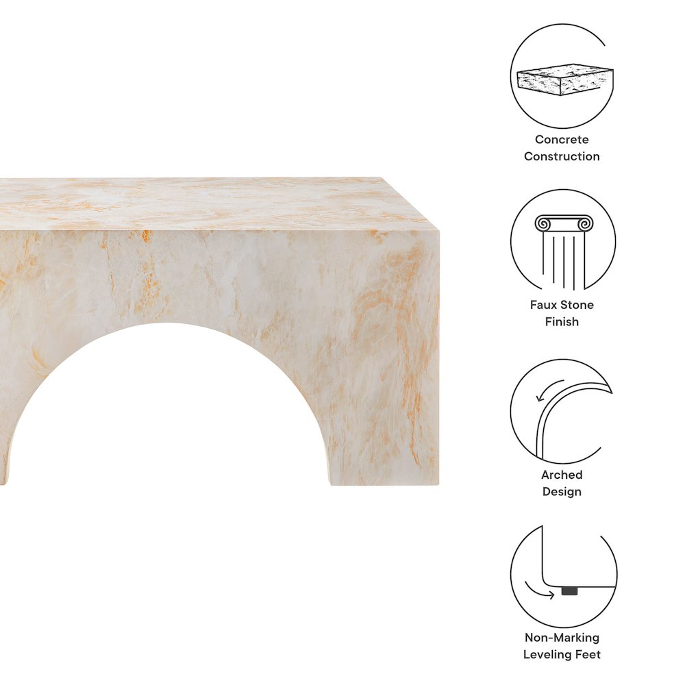 Valen Indoor - Outdoor Patio Arched Concrete Coffee Table. Picture 3