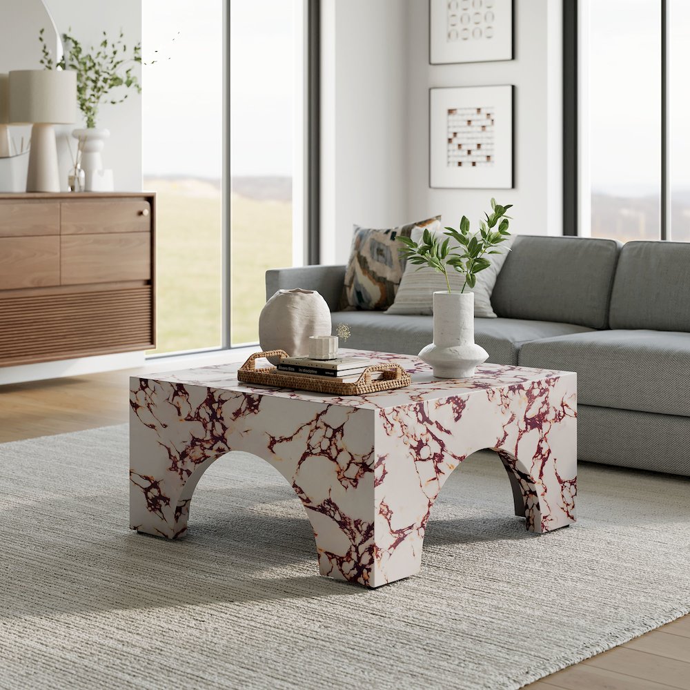 Valen Indoor - Outdoor Patio Arched Concrete Coffee Table. Picture 11