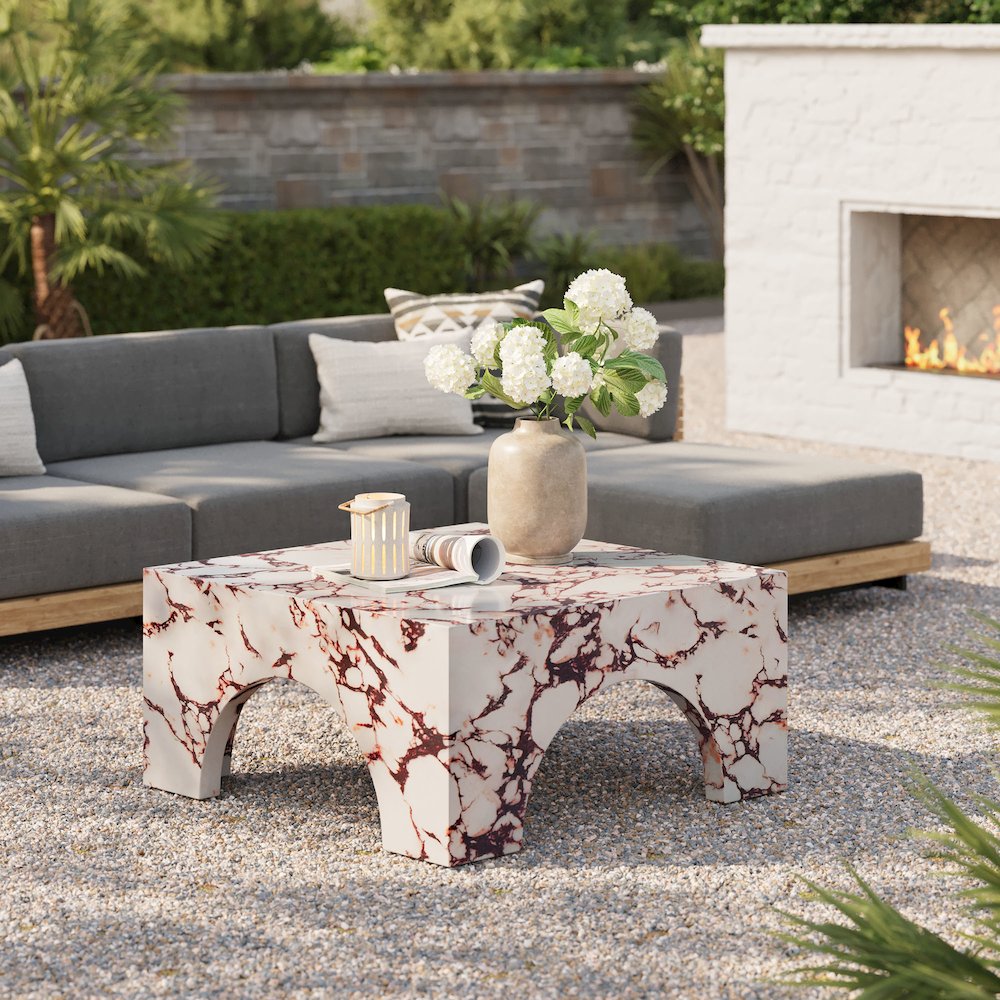 Valen Indoor - Outdoor Patio Arched Concrete Coffee Table. Picture 9