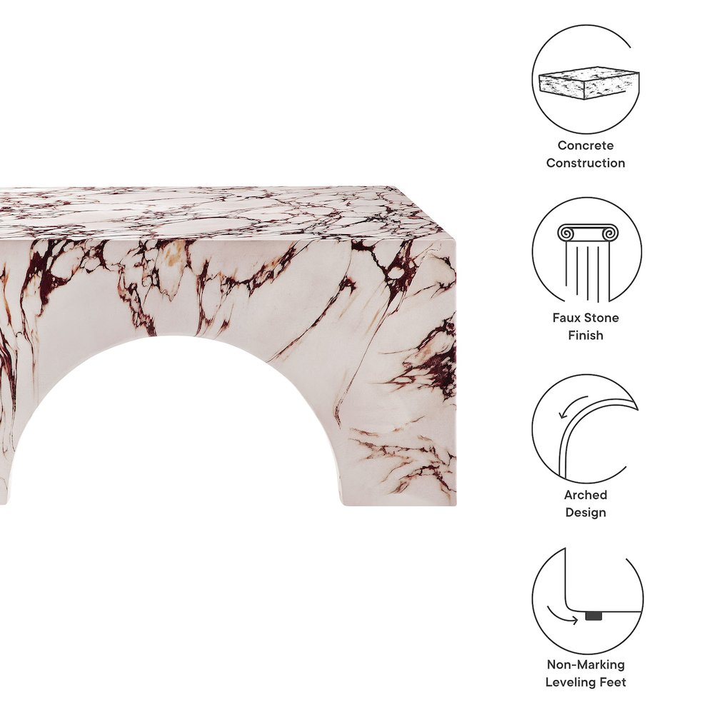 Valen Indoor - Outdoor Patio Arched Concrete Coffee Table. Picture 3